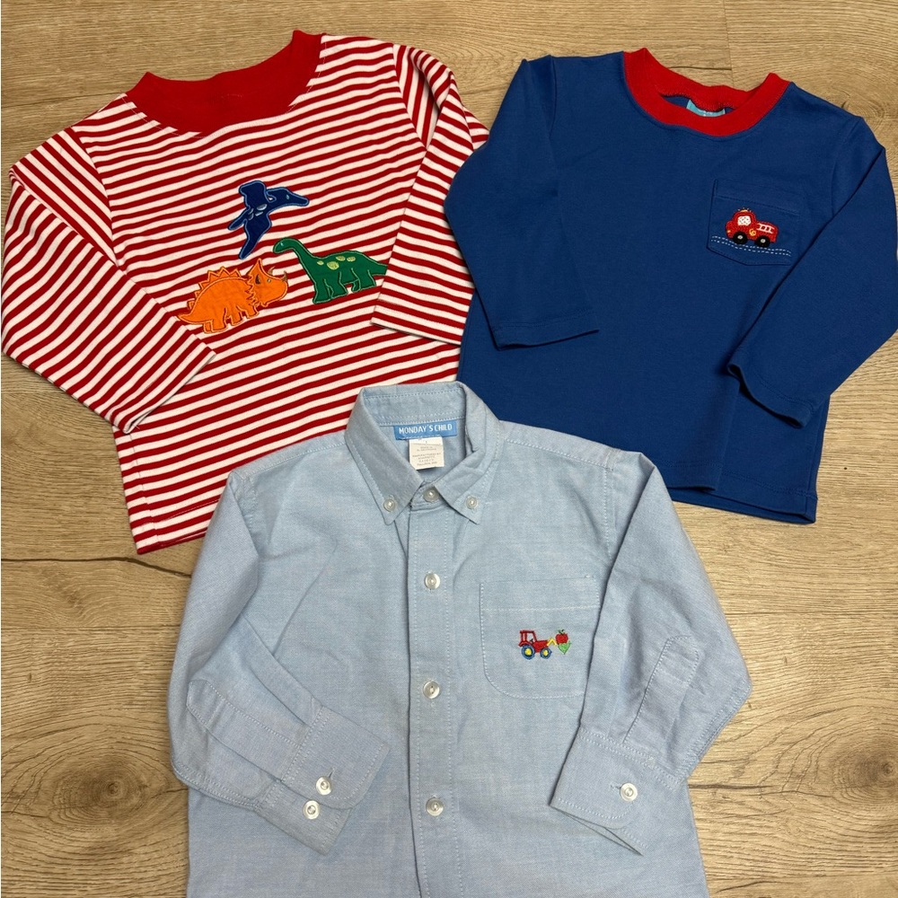 Light Blue Mondays child buttondown.The other two Claire and Charlie shirts sold